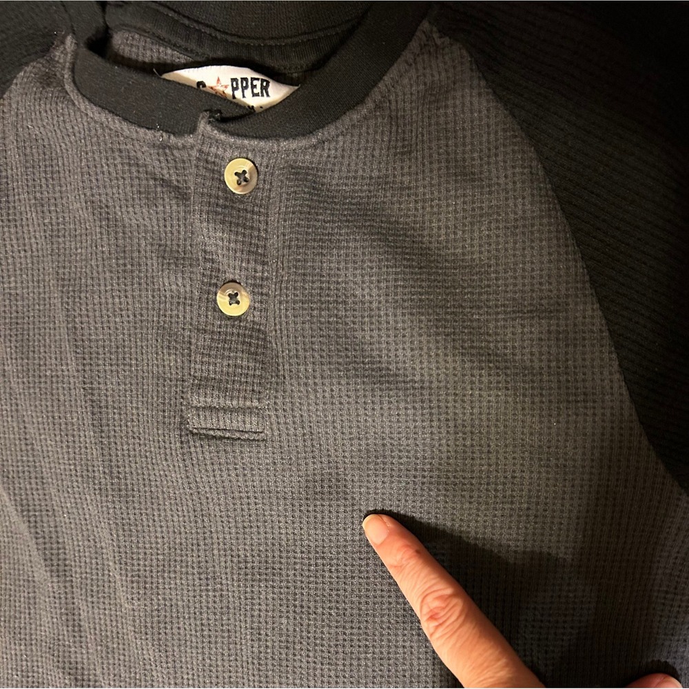 Copper Denim Black/Gray Thermal Long Sleeve Henley Shirt. Kids Size Small (8) - Picture 8 of 8